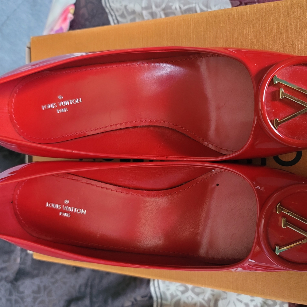 Louis Vuitton Red Leather Loafers Sleek Design